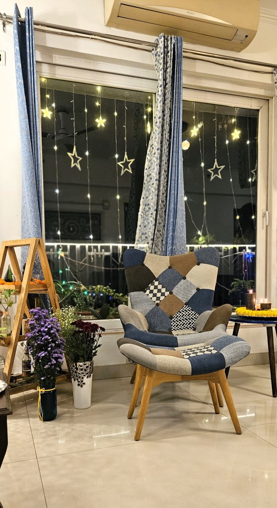 The cozy corner all lit up. 2023 Diwali.